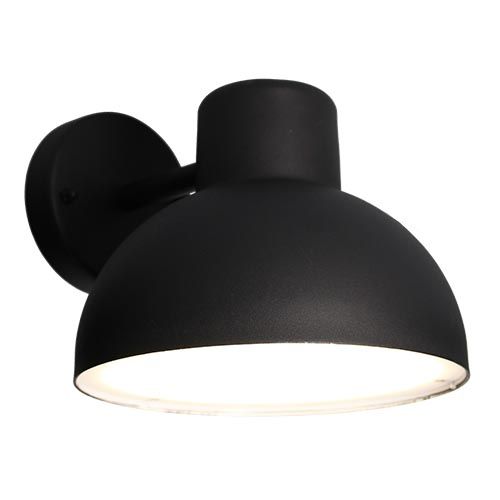 De couleur noire, cette applique Arlux Dalia aux formes rondes, de style industriel, éclaire vers le bas.