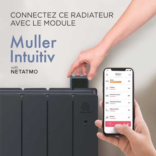 Muller Intuitiv Netatmo - Radiateur connecté inertie réfractite 1000W CHAUFELEC Manon