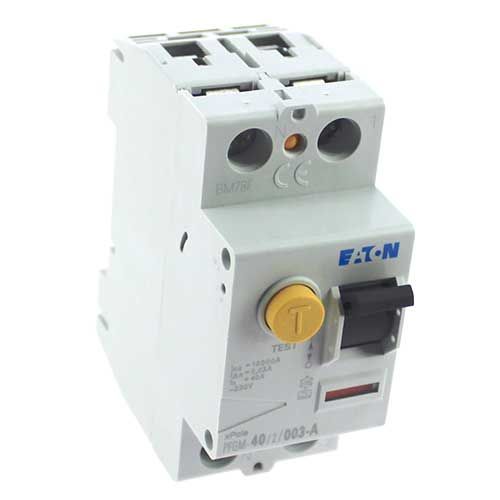 EATON 267444 PFGM-40/2/003 - INTERRUTTORE DIFFERENZIALE - Bianco - MANOPOLA NERO - 2 POLI / 40 A/30 MA - TIPO A - Collegamento a vite - 2 interruttori