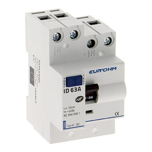 EUROHM Interrupteur différentiel 63A 30mA type AC 3 modules 230V - 23263