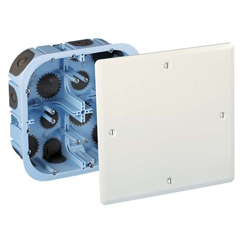 Boîte de dérivation BBC pour placo® 140x140x50mm EUROHM XL AIR'métic coloris bleu + couvercle blanc