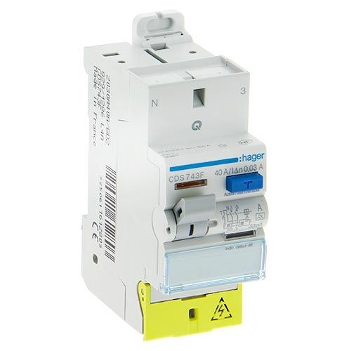 Interrupteur différentiel 2P 40A 30mA type A à bornes
