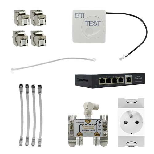 Coffret de communication IKEPE Grade 3TV Home Connect S - 4RJ45 - détail des équipements