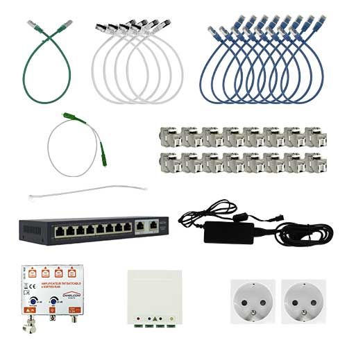 IKEPE Coffret de communication Grade 3TV Fullbox Home connect - 16RJ45 - détails des équipements inclus