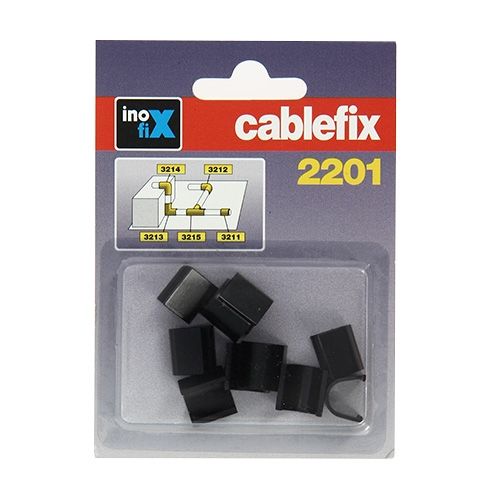 INOFIX Cablefix Accessoires droits 8 x 7 mm pour gaine adhésive - Noir