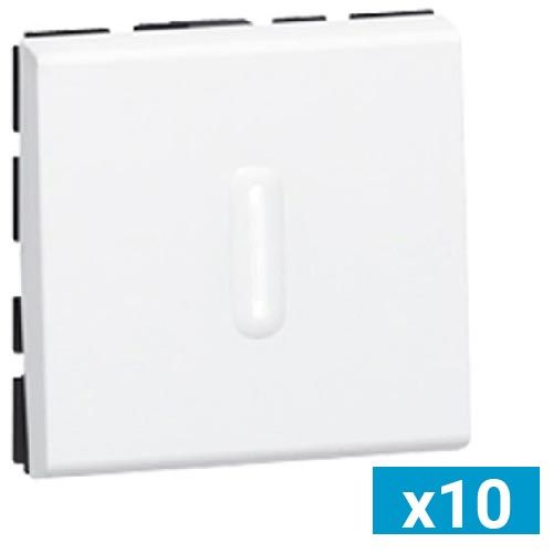 Bouton Poussoir Encastrable Blanc Avec Voyant - 6A/250V, IP20, Pour Installation Standard