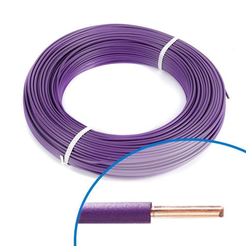 Fil électrique rigide H07VU 1.5mm² violet - Couronne de 100m