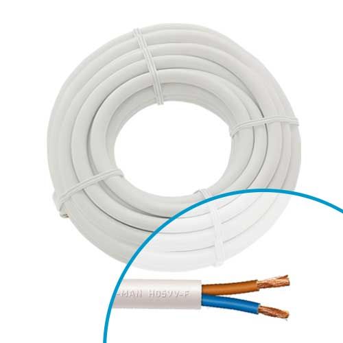 Câble électrique souple H05VVF 2x2.5mm² blanc MIGUELEZ - couronne de 10m