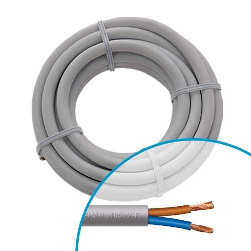 Câble électrique souple gris Miguelez 2x2.5mm² bleu et marron - couronne de 5m