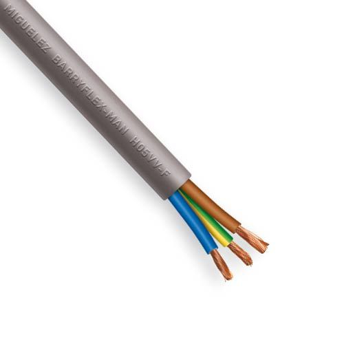 Câble électrique souple gris 3 fils conducteurs bleu marron vert-jaune Miguelez