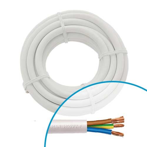 Couronne câble souple blanc 5m Miguelez H05VV-F 3G2,5mm²