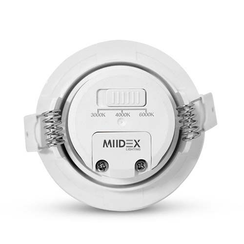 Spot LED encastrable MIIDEX CARAT orientable 230V 5W CCT 85mm blanc - vue de dos