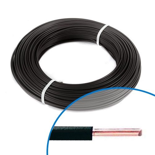 Fil électrique rigide HO7VU 1.5² noir - Couronne de 100m 123elec.com