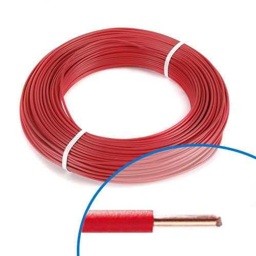 Fil électrique rigide HO7VU 1.5² rouge - Couronne de 100m 123elec.com