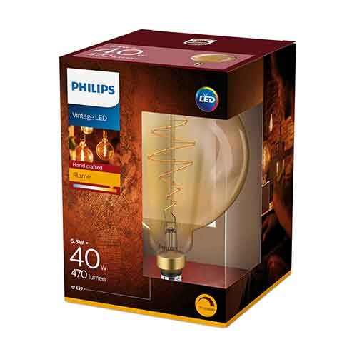 PHILIPS Vintage Ampoule LED filament dimmable E27 230V 7W(=40W) 470lm 1800K LEDbulb Giant globe - photo du conditionnement (boîte)