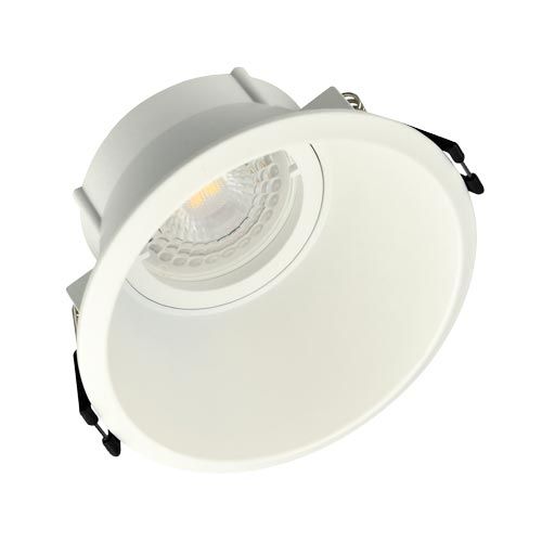 Support de spot basse luminance rond fixe 100mm avec douille GU10 blanc