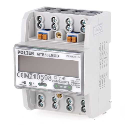 Polier MTR100L Compteur modulaire triphasé 100A à affichage LCD