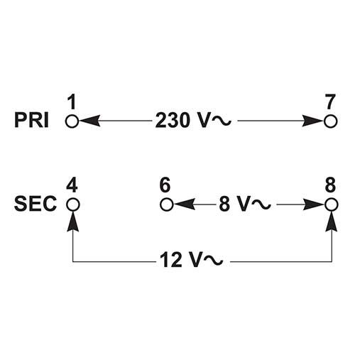 SCHNEIDER Acti9 transformateur pour sonnerie 230V vers 12V ou 8V 8VA - schéma