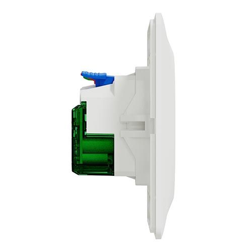 Prise de courant 2P+T + USB Type-C complète affleurante coloris blanc SCHNEIDER Ovalis - vue de côté