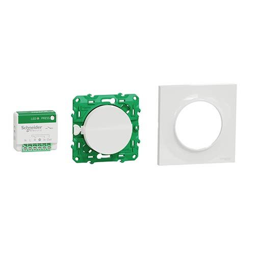 Kit sans fil sans pile Schneider Odace composé d'un micro module + un interrupteur + une plaque de finition