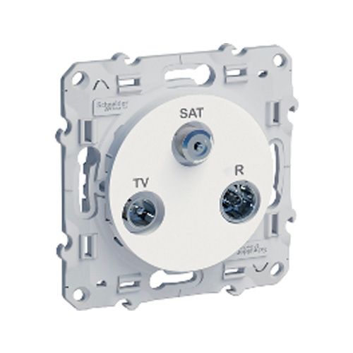 Prise TV/SAT/FM Encastrée Odace Blanc - Schneider Electric - IP21 IK04 - Connexion Rapide