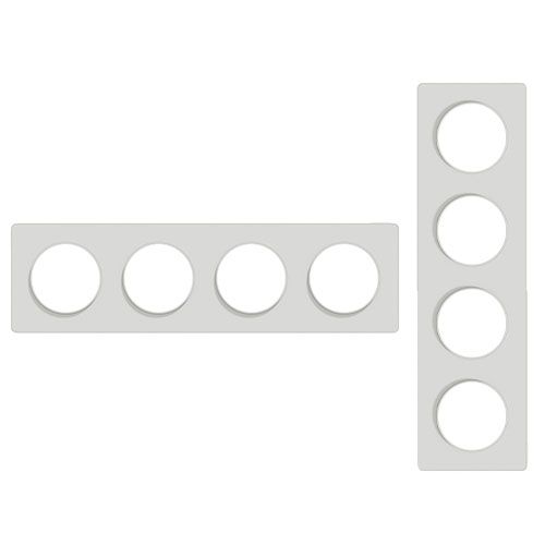 plaque quadruple blanc SCHNEIDER Odace Touch - vue horizontale et verticale
