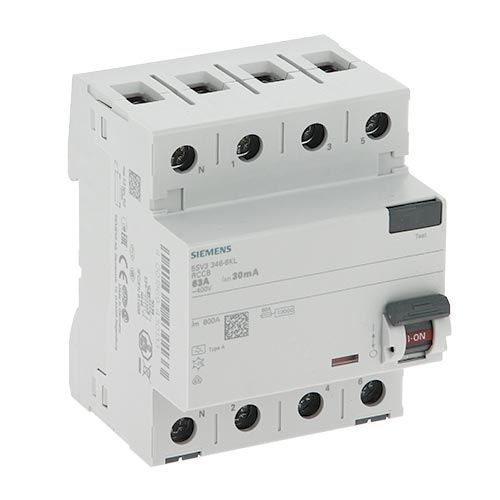 SIEMENS Interrupteur différentiel tétrapolaire 30mA 4 modules 400V type A 63A