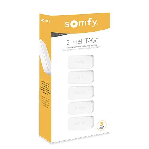 Ce pack Somfy comprend 5 détecteurs IntelliTAG et les piles