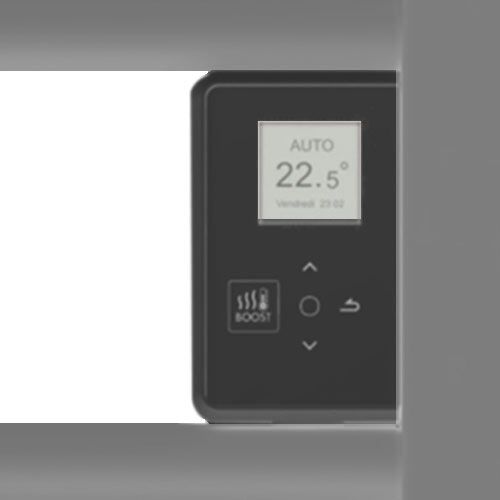 Pour personnaliser les plannings de chauffe de ce sèche serviettes Riva 4 1750W Thermor, une interface de programmation est accessible facilement à hauteur d'oeil