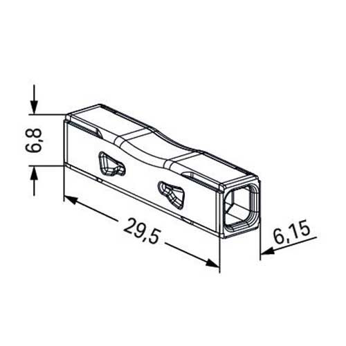 Mini borne de connexion rapide WAGO S2273 InLine pour fils rigides - schéma avec dimensions