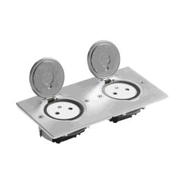 LEGRAND Prise de sol double 2P+T affleurante 16A rectangulaire inox brossé - 089768