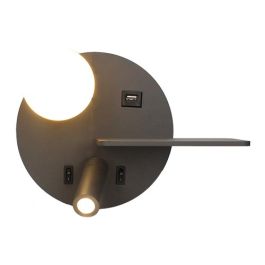 ARLUX Dita Applique intérieure gauche 5W 350lm 2700K USB anthracite + liseuse 3W - 114174