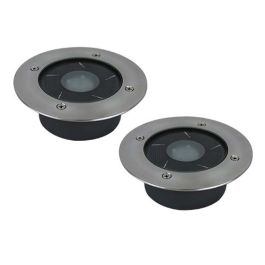 ARLUX Lot de 2 spots solaires LED Patio encastrables 120mm 1W 50lm 6000K IP67 Inox - 500113