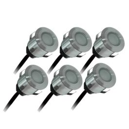 ARLUX Kit de 6 spots LED extérieurs encastrés rond Patio 230V 4,5W 15lm 3000K IP67 inox - 500606