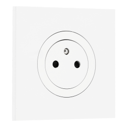 SCHNEIDER Odace Prise de courant 2P+T affleurante blanc craie et plaque simple céramique blanc