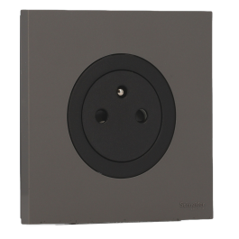 SCHNEIDER Odace Prise de courant 2P+T affleurante noir onyx et plaque simple gris basalte
