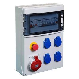 Coffret de chantier tétrapolaire IP44 4 prises 16A + 1 prise 3P+N+T 16A et arrêt d'urgence