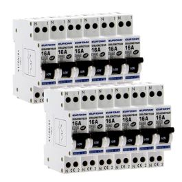 EUROHM Disjoncteur 16A Ph+N courbe C 3kA 230V - Lot de 12 - 20016