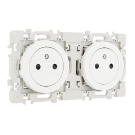 EUROHM Square Double prise de courant précâblée affleurante 2P+T blanc - 60252