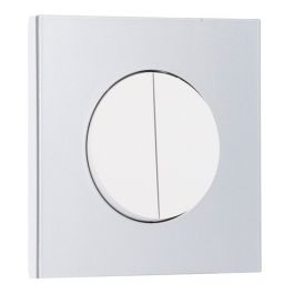 SCHNEIDER Odace Interrupteur double va et vient/bouton poussoir blanc craie et plaque simple aluminium