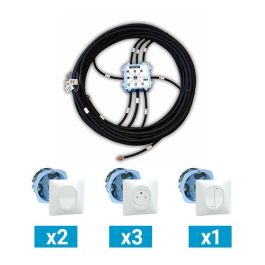 KEO Kit Pieuvre électrique universelle pour chambre et bureau - 2 interrupteurs + 3 prises 2P+T + 1 interrupteur VR + 1 DCL