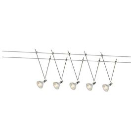 INTEC Lot de 5 spots sur cable tendu GU5.3 Euclid 230V 5x5x5cm cable 10m - nickel - LED-EUCLID-5