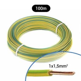 Fil électrique rigide H07VU 1.5² vert / jaune - Couronne de 100m
