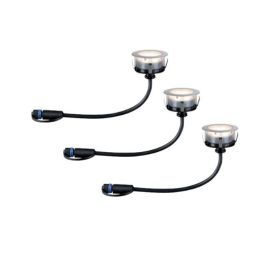 PAULMANN Kit de 3 spots LED extérieurs encastrés de sol rond Plug & Shine IP67 24V 2W 50lm 3000K argent - 93692