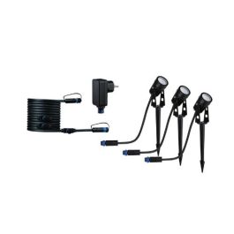 PAULMANN Spot LED extérieur sur piquet orientable PLUG & SHINE kit de base 24V 3X2W 3X50lm 3000K IP67 noir - 94373