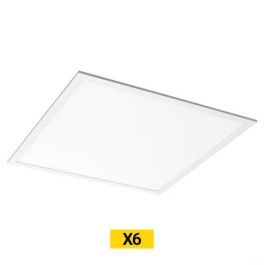 Lot de 6 dalles LED encastrables 230V 25W 3500lm UGR<19 600x600mm