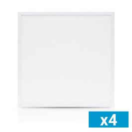 Lot de 4 dalles LED encastrables 230V 36W 3240lm 4000K UGR<19 600x600mm blanc