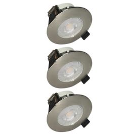 ARLUX Lot de 3 spots LED remplaçables encastrables 80mm 230V 3x5W 400lm 2700K acier brossé - 731510