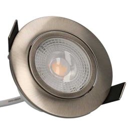 Spot LED remplaçable encastrable et orientable 230V 5W 400lm 2700K 82mm acier brossé