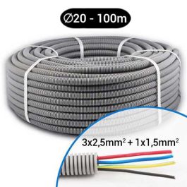 Gaine électrique ICTA préfilée 3x2.5 + 1x1.5 R/B/VJ/N D20 Qofil - Couronne de 100m